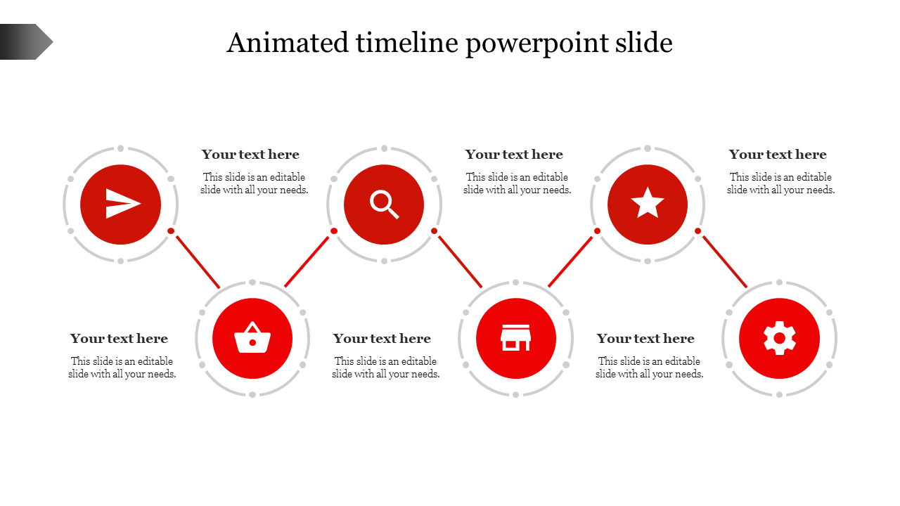 Animated timeline powerpoint slide-Red